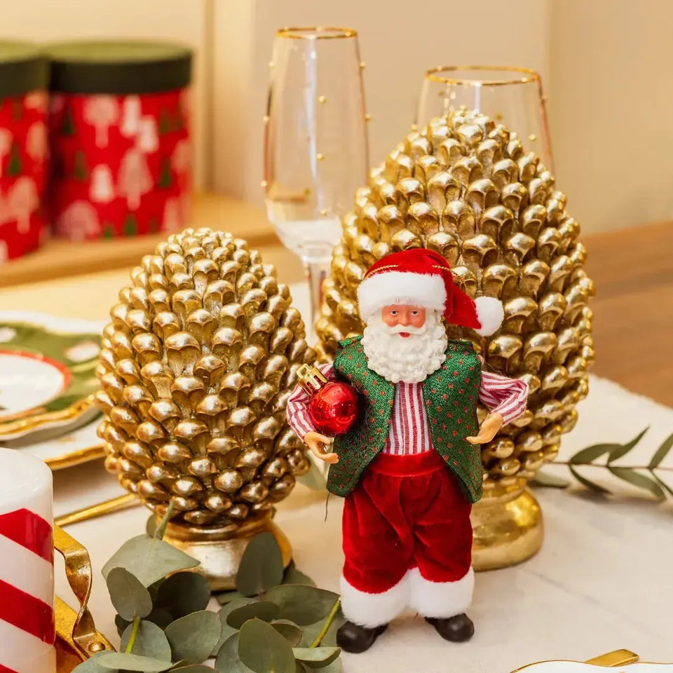 Adorno Decorativo Natal Resina Pinha Dourada 16,5x10