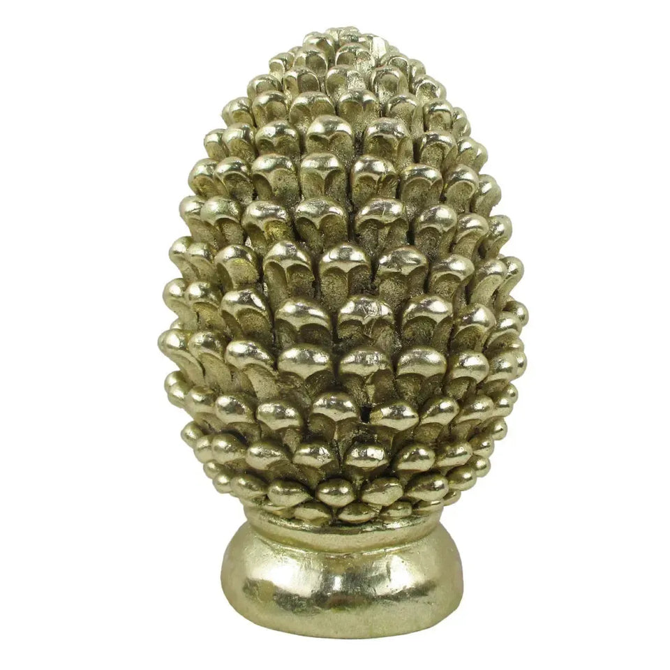 Adorno Decorativo Natal Resina Pinha Dourada 22x13,5