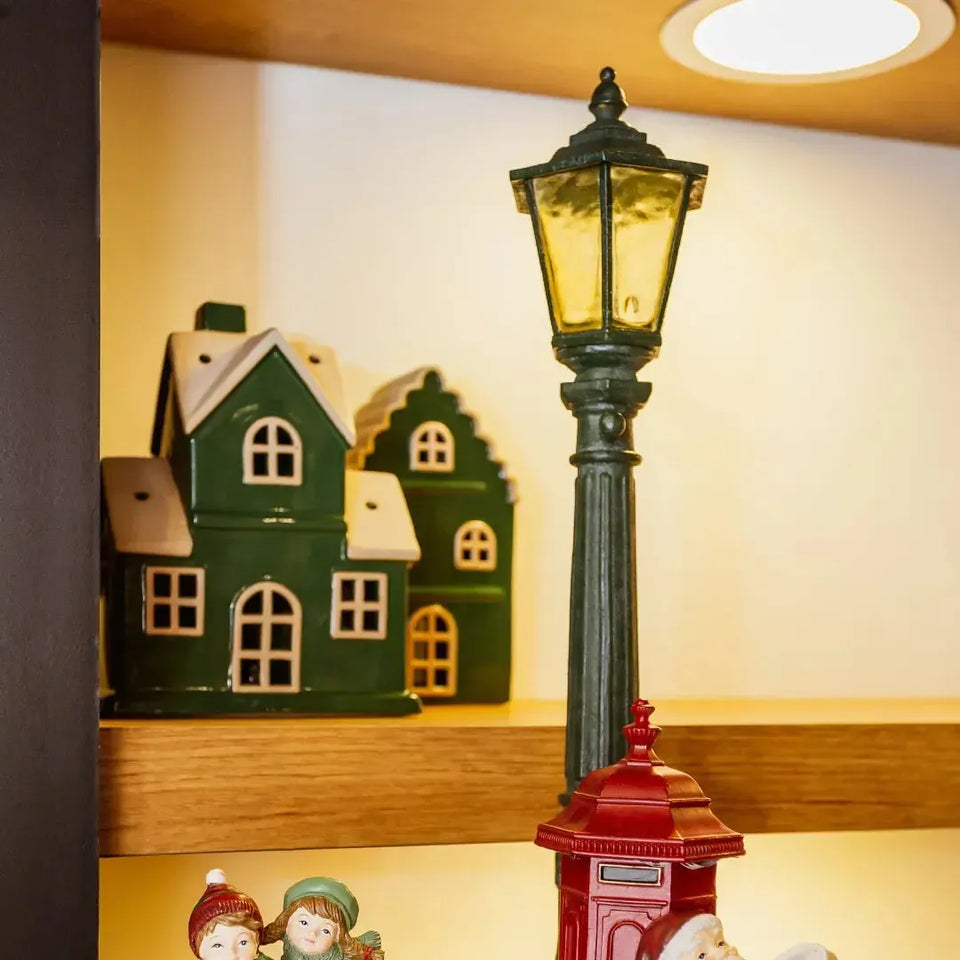 Adorno Decorativo Natal Resina Poste de Luz Preto 49cm