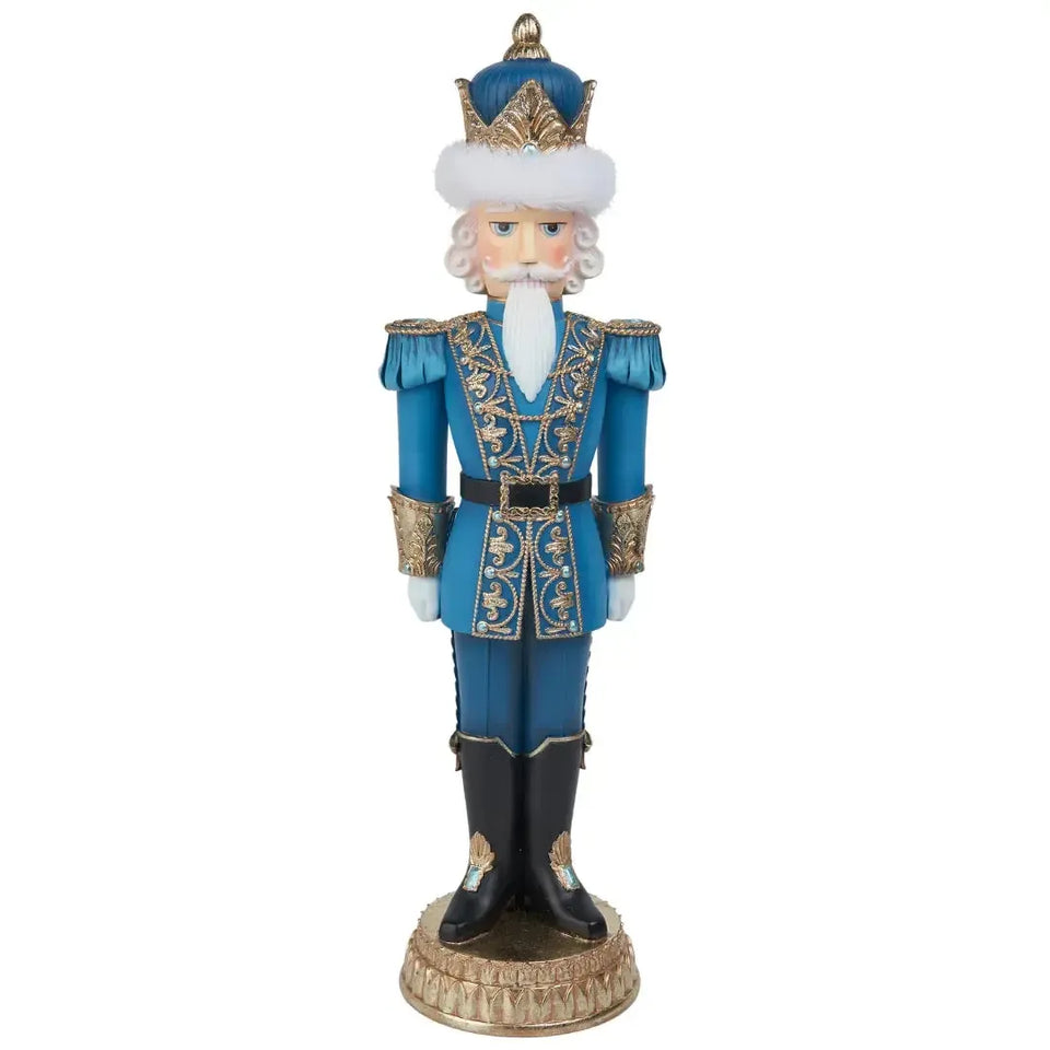 Adorno Decorativo Natal Resina Soldado Azul Quebra Nozes 20,5x19,5x65,5cm