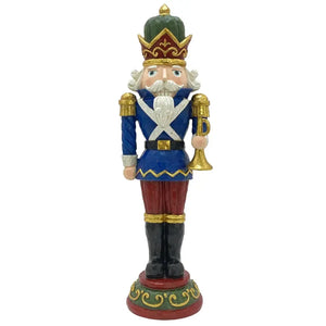 Adorno Decorativo Natal Resina Soldado Quebra Nozes Azul 43x10x12,5cm