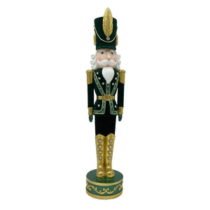 Adorno Decorativo Natal Resina Soldado Quebra Nozes Preto / Verde / Dourado 43x9cm