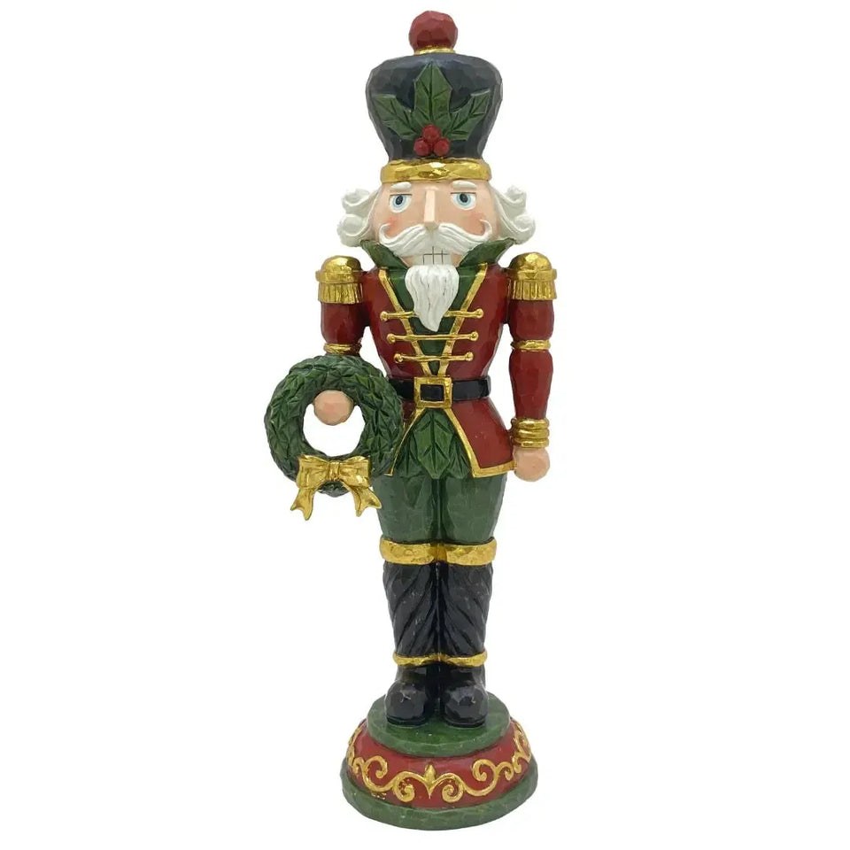 Adorno Decorativo Natal Resina Soldado Quebra Nozes Verde 40,5x10,5x15cm