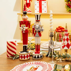 Adorno Decorativo Natal Resina Soldado Quebra Nozes Vermelho / Branco 36,5x10cm