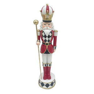 Adorno Decorativo Natal Resina Soldado Quebra Nozes Vermelho / Branco 37x9,5cm