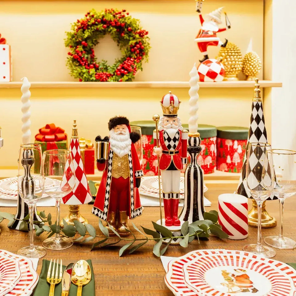 Adorno Decorativo Natal Resina Soldado Quebra Nozes Vermelho / Branco 37x9,5cm