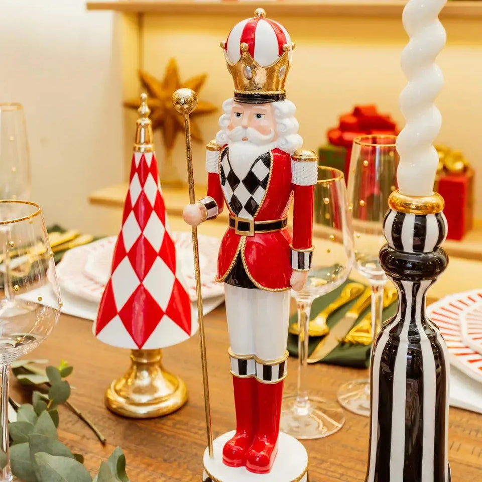 Adorno Decorativo Natal Resina Soldado Quebra Nozes Vermelho / Branco 37x9,5cm