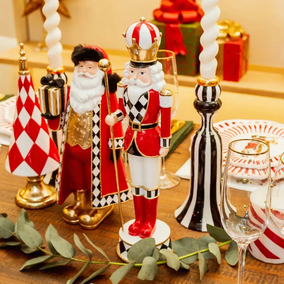 Adorno Decorativo Natal Resina Soldado Quebra Nozes Vermelho / Branco 37x9,5cm