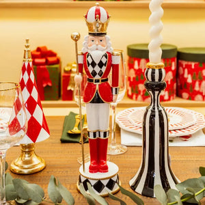 Adorno Decorativo Natal Resina Soldado Quebra Nozes Vermelho / Branco 37x9,5cm