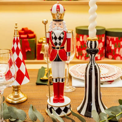 Adorno Decorativo Natal Resina Soldado Quebra Nozes Vermelho / Branco 37x9,5cm