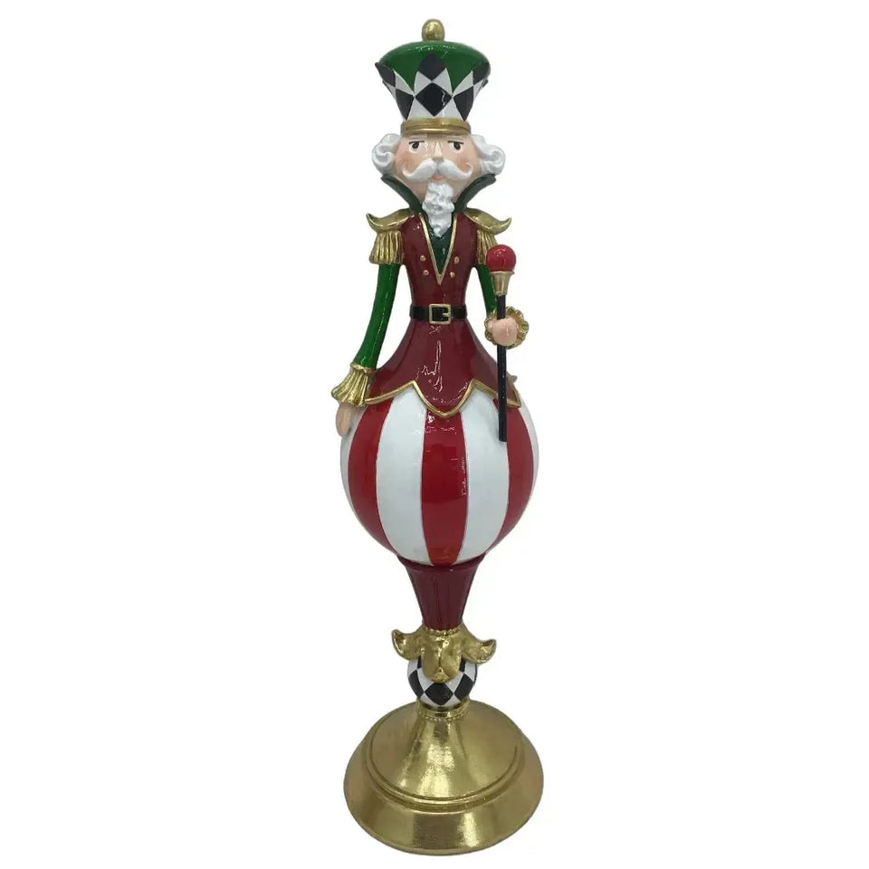 Adorno Decorativo Natal Resina Soldado Quebra Nozes Vermelho / Verde 46x13cm