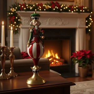 Adorno Decorativo Natal Resina Soldado Quebra Nozes Vermelho / Verde 46x13cm