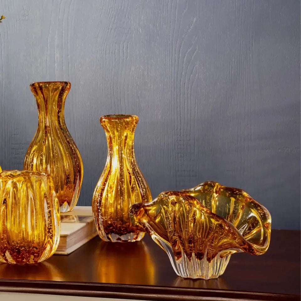 Adorno Decorativo Vidro Italy Ambar 20x8x10cm