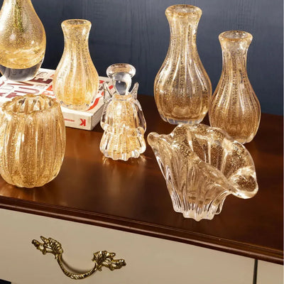 Adorno Decorativo Vidro Italy Dourado 20x8x10cm