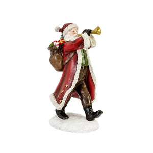 Adorno Papai Noel Trompete Resina Natal 20x18,5x34,5cm