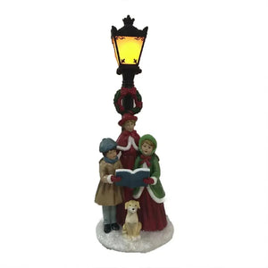 Adorno Poste de Luz Natal Resina Led Caroler Family 38cm