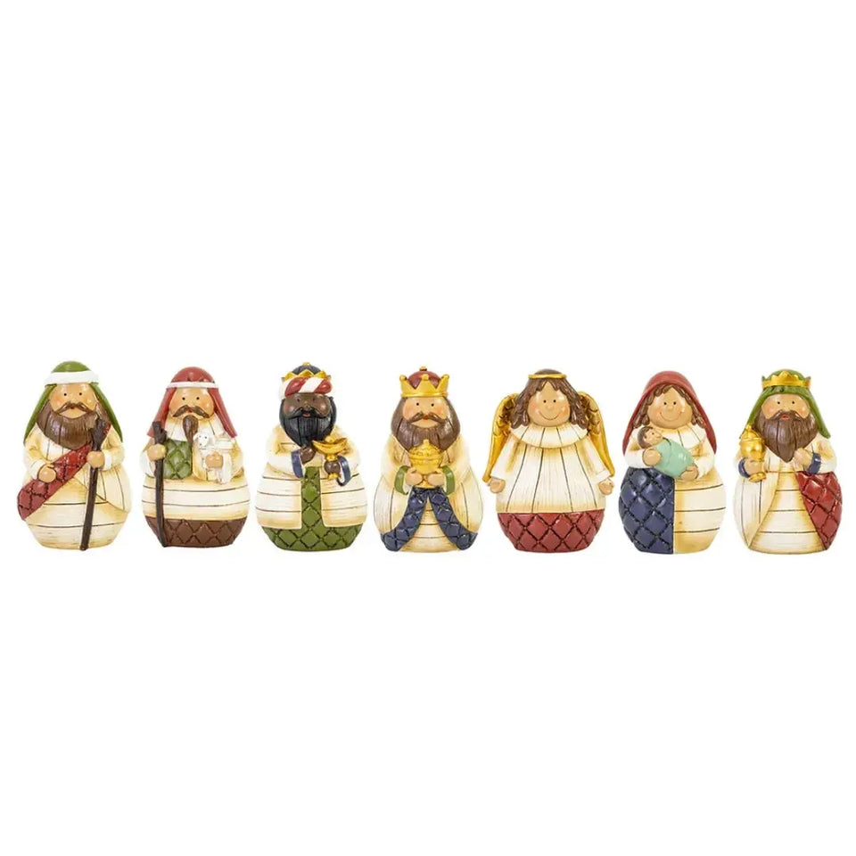 Adorno Presépio 7 Peças Resina Colorido Natal