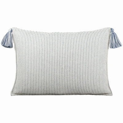 Almofada Bouclé Azul 40x60 Listra e Pingente de Tecido