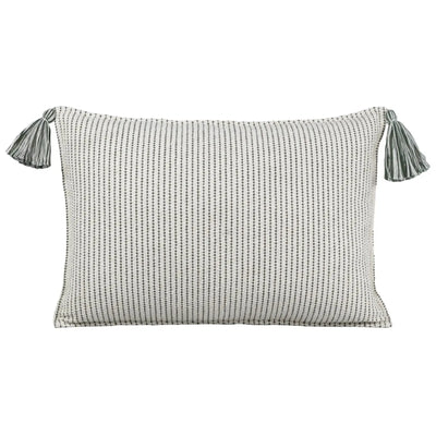 Almofada Bouclé Verde 40x60 Listra e Pingente de Tecido