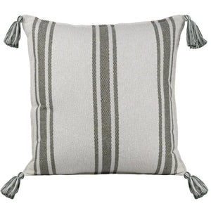 Almofada Bouclé Verde 60x60 Listra e Pingente de Tecido