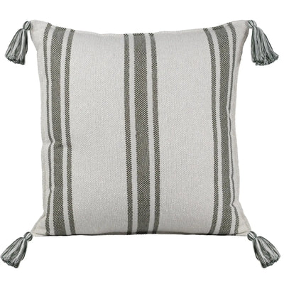 Almofada Bouclé Verde 60x60 Listra e Pingente de Tecido