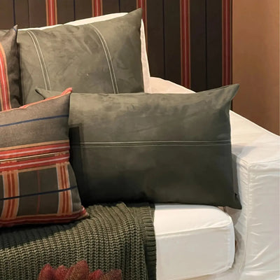 Almofada Camurça 40x60 Pesponto Musgo