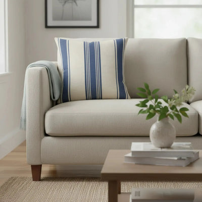 Almofada Linho 52x52 Azul Listrado Modelo 1