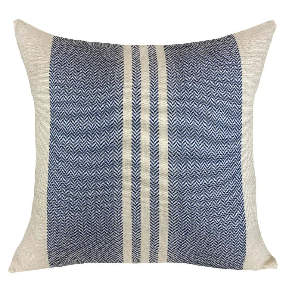 Almofada Linho 52x52 Azul Listrado Modelo 2