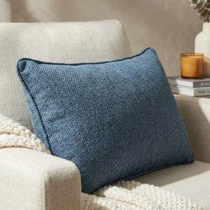 Almofada Linho Azul 35x52 Lisa Cordão