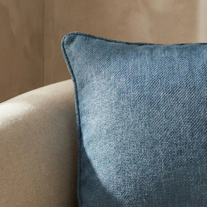 Almofada Linho Azul 52x52 Lisa Cordão
