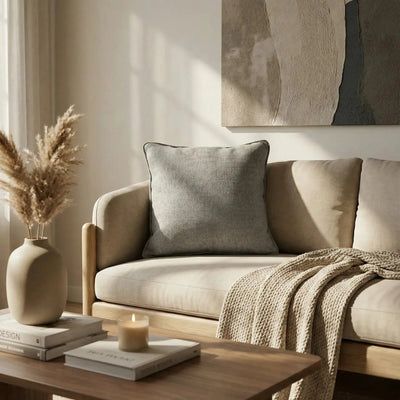 Almofada Linho Cinza 52x52 Lisa Cordão