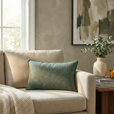 Almofada Linho Verde 35x52 Lisa Cordão