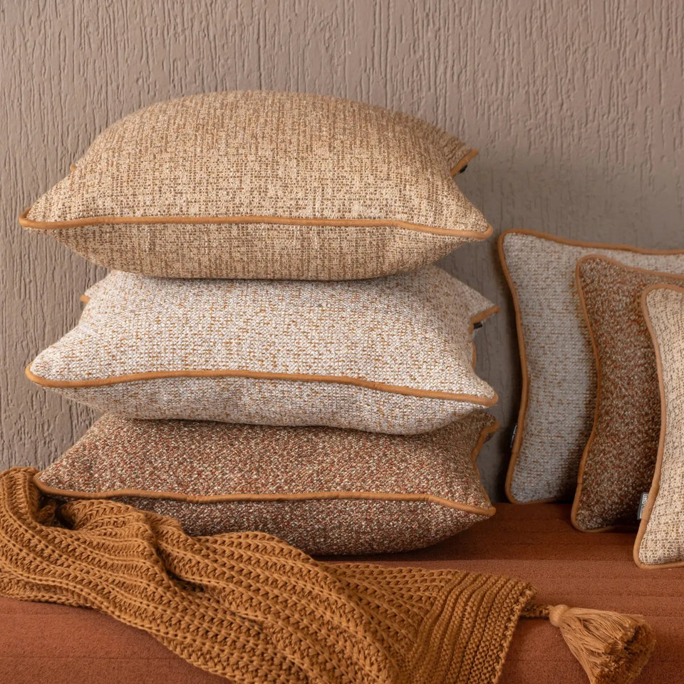 Almofada Rustica Cordão Camurça Bege 52x52
