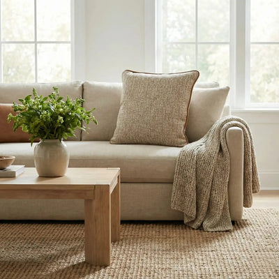 Almofada Rustica Cordão Camurça Bege 52x52