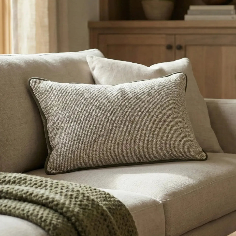 Almofada Rustica Cordão Camurça Musgo 35x52