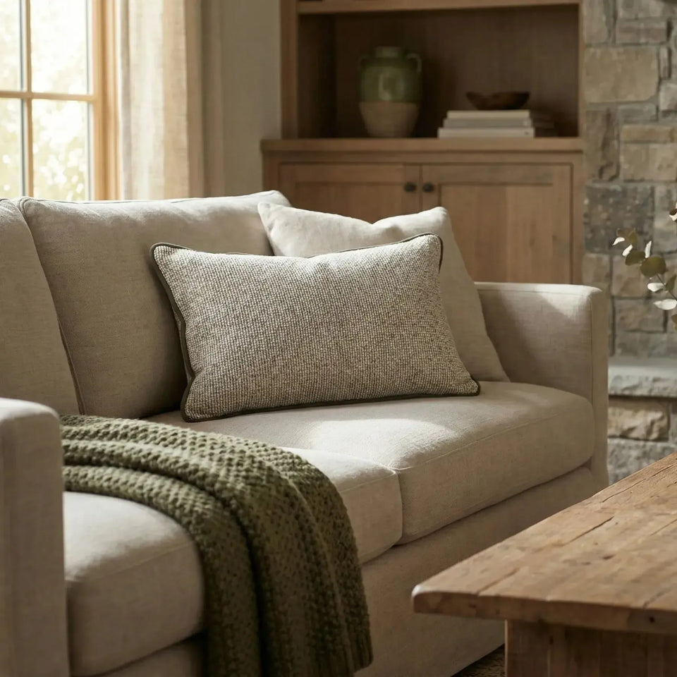 Almofada Rustica Cordão Camurça Musgo 35x52