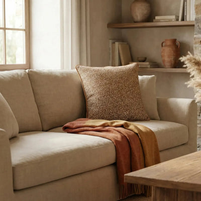 Almofada Rustica Cordão Camurça Ocre 52x52