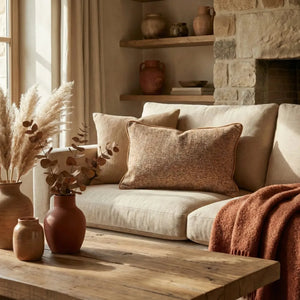 Almofada Rustica Cordão Camurça Ocre 35x52