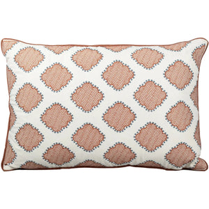 Almofada Sarja Cru 35x52 Bordado Terracota Fino Indiano Taj