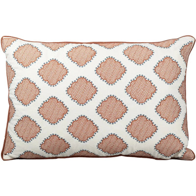 Almofada Sarja Cru 35x52 Bordado Terracota Fino Indiano Taj