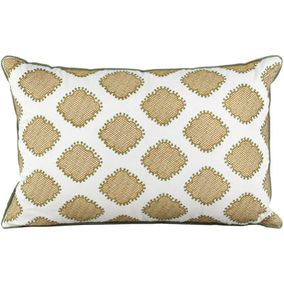 Almofada Sarja Cru 35x52 Bordado Verde Fino Indiano Taj