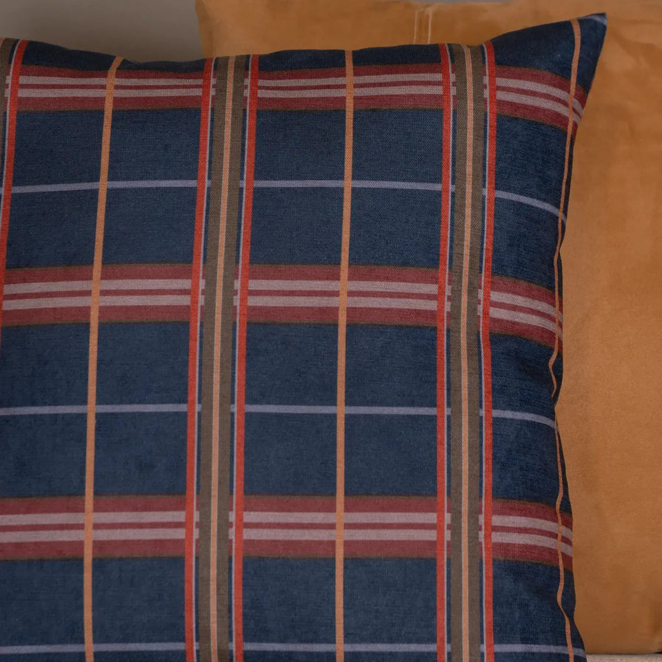 Almofada Viscose 52x52 Xadrez Marinho