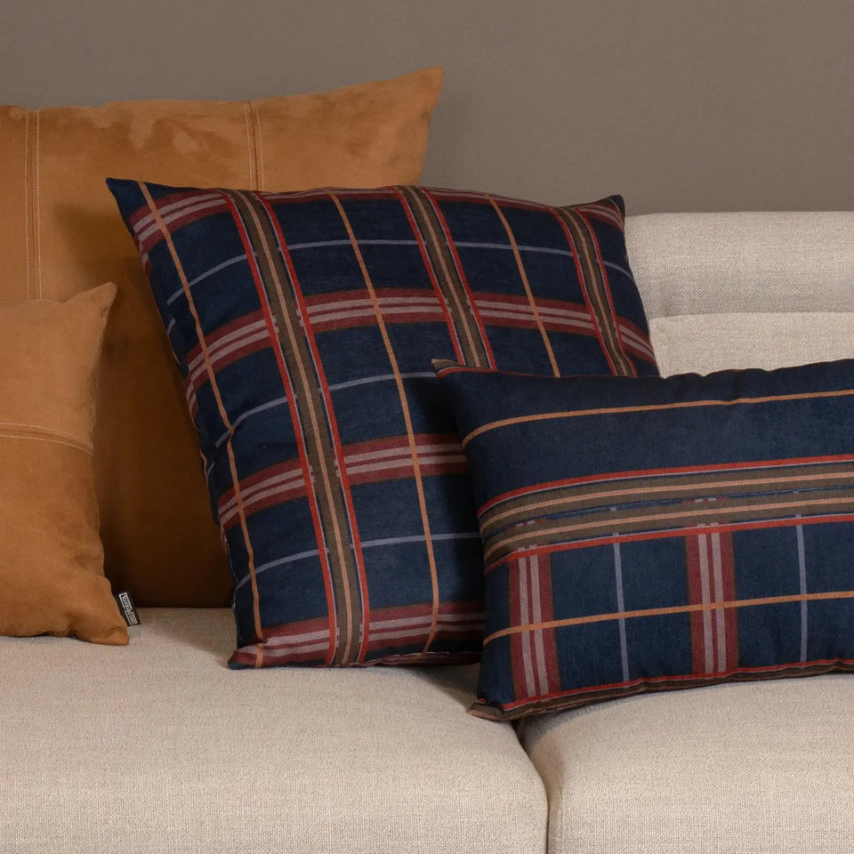 Almofada Viscose 52x52 Xadrez Marinho