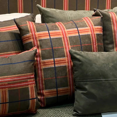 Almofada Viscose 52x52 Xadrez Musgo