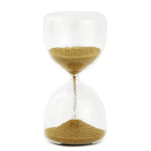 Ampulheta em Vidro com Areia 15 Minutos Dourada 16x08cm Mart