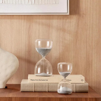 Ampulheta em Vidro com Areia 15 Minutos Prata 16x08cm Mart