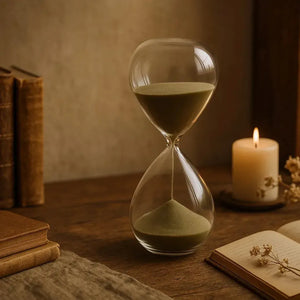 Ampulheta em Vidro com Areia 30 Minutos Cinza