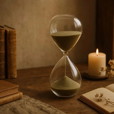 Ampulheta em Vidro com Areia 30 Minutos Cinza