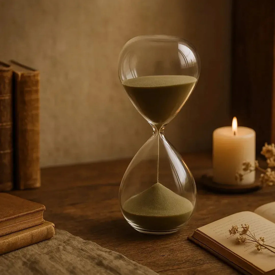 Ampulheta em Vidro com Areia 30 Minutos Cinza