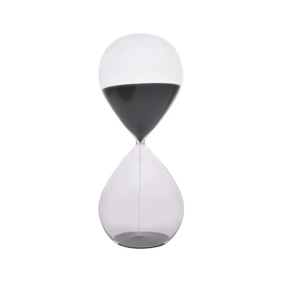 Ampulheta em Vidro com Areia 30 Minutos Preta